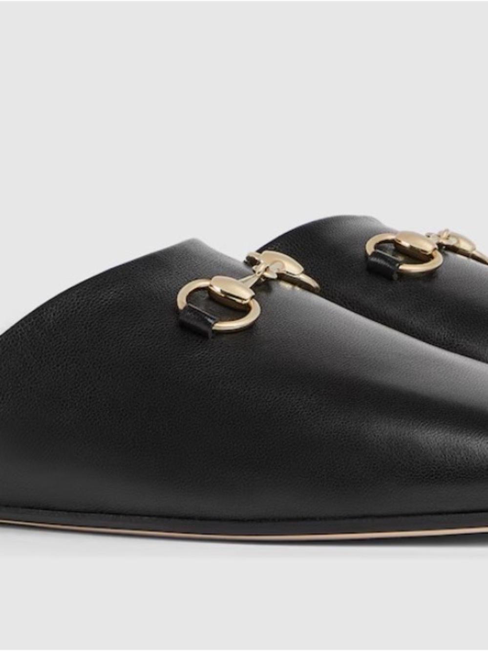 Gucci Black Leather Horsebit Slip-On Mules with Gold Hardware - Picture 7 of 9